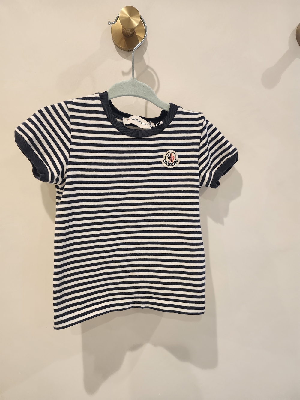 Moncler Navy & White Striped Short Sleeve Crew Tee